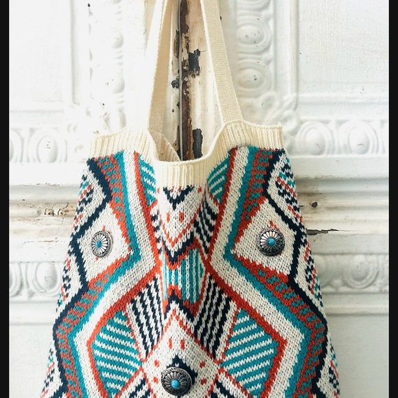 Handbags - Hand crafted argyle pattern tote handbag
